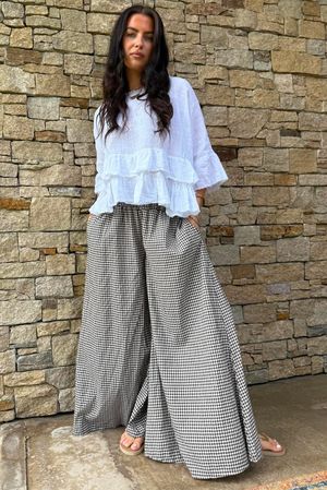 Arbi Gingham Palazzo Pant Chocolate